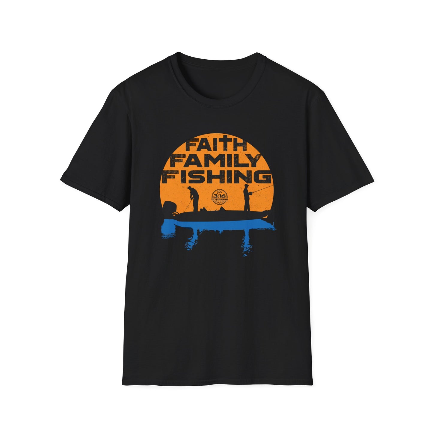 Faith Family Fishing T-Shirt | Unisex Softstyle Tee | Perfect for Christian Outdoor Lovers