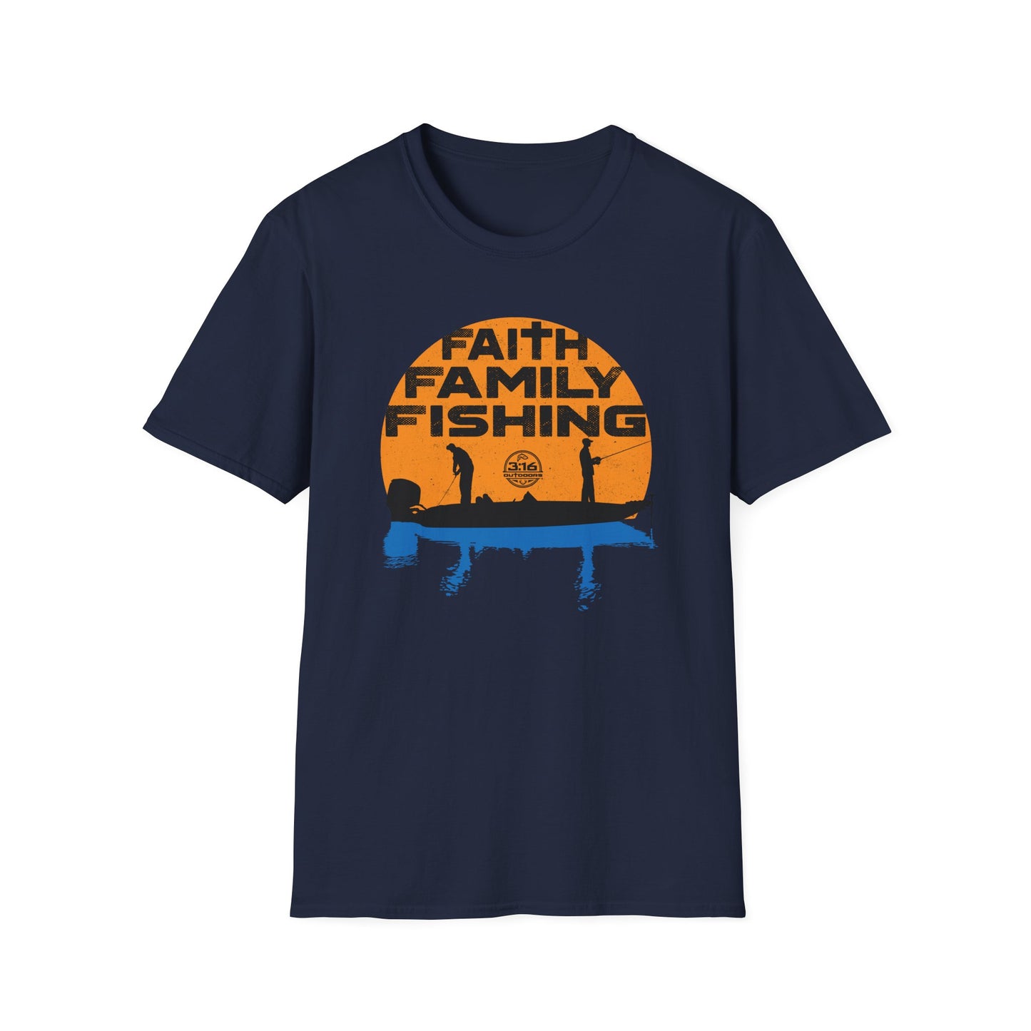 Faith Family Fishing T-Shirt | Unisex Softstyle Tee | Perfect for Christian Outdoor Lovers