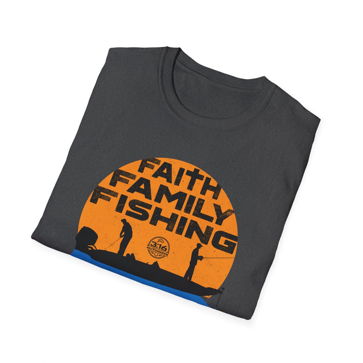 Faith Family Fishing T-Shirt | Unisex Softstyle Tee | Perfect for Christian Outdoor Lovers