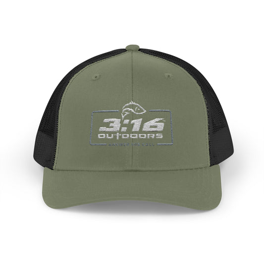 3:16 Outdoors Snapback Trucker Cap, Fishing Hat, Adjustable Hat, Casual Wear, Gift for Him, Outdoor Adventures