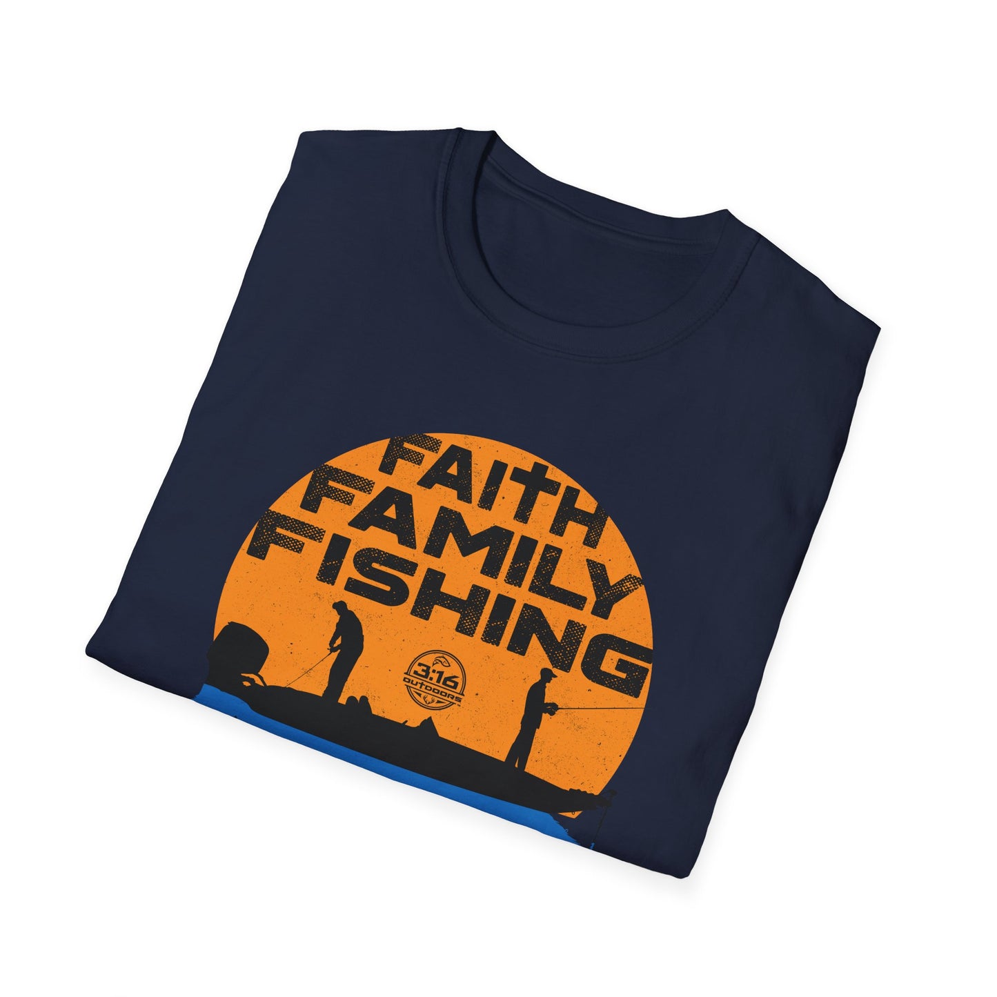 Faith Family Fishing T-Shirt | Unisex Softstyle Tee | Perfect for Christian Outdoor Lovers