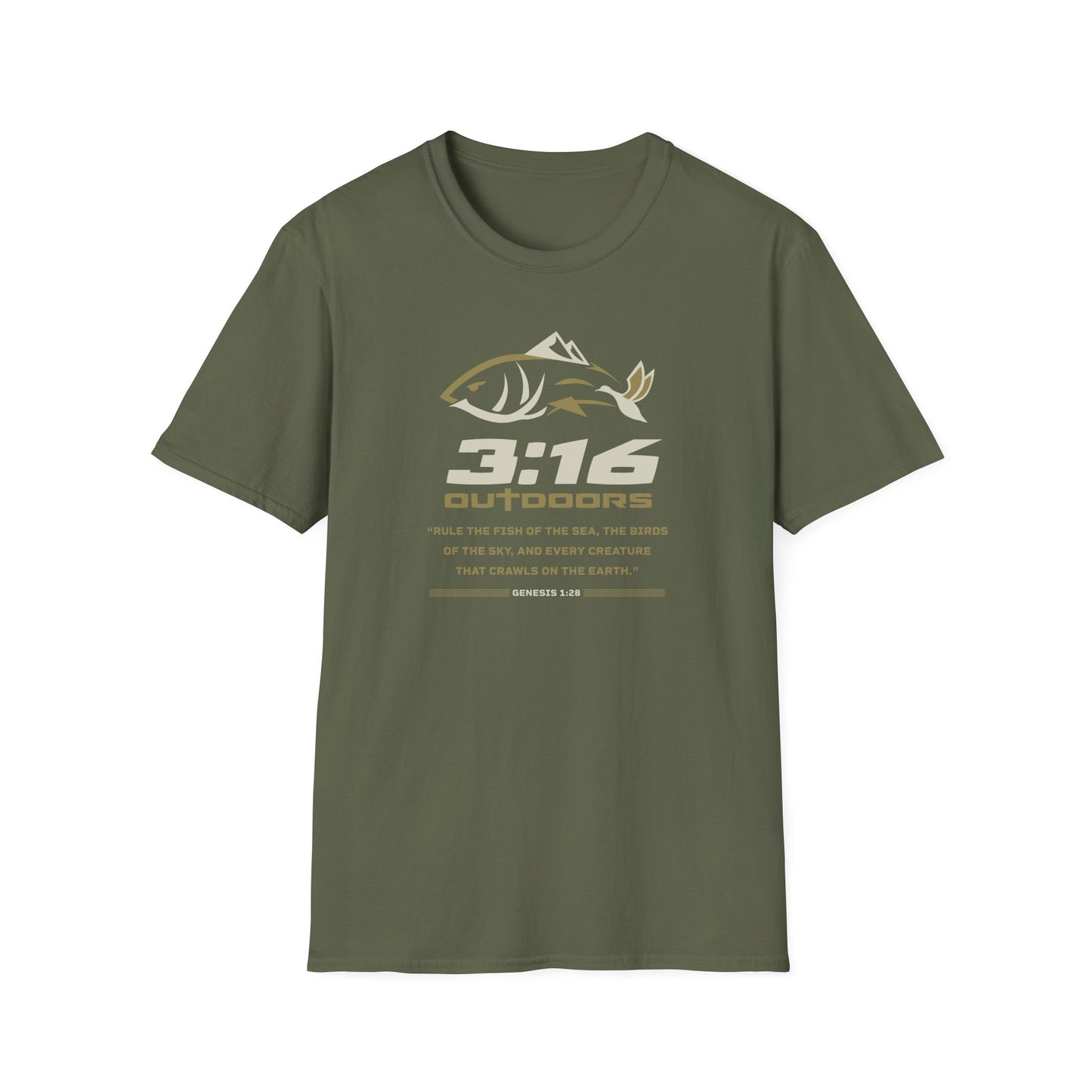 Unisex Softstyle Outdoor Tee - 3:16 Fishing T-Shirt, Casual Wear, Gift for Fishermen, Nature Lovers, Outdoor Enthusiasts