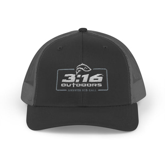 3:16 Outdoors Snapback Trucker Cap, Fishing Hat, Adjustable Hat, Casual Wear, Gift for Him, Outdoor Adventures