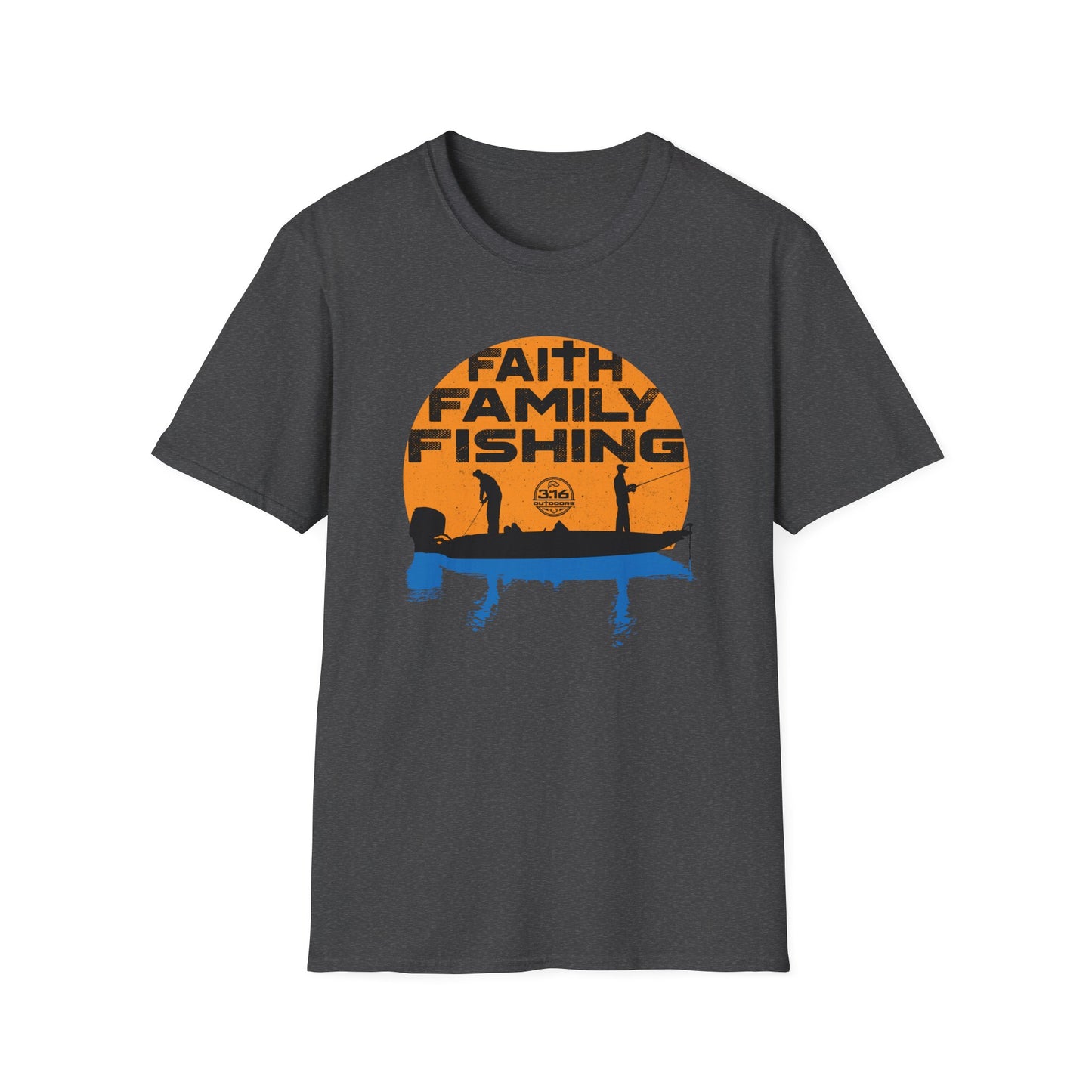 Faith Family Fishing T-Shirt | Unisex Softstyle Tee | Perfect for Christian Outdoor Lovers