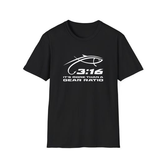 3:16 Gear Ratio Fishing T-Shirt, Christian fishing sportswear.