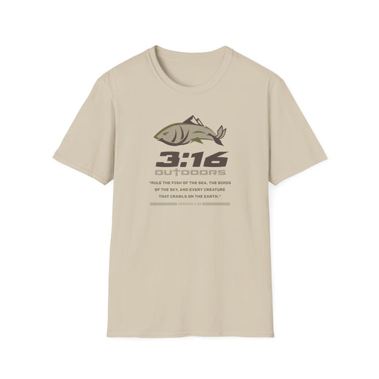 Unisex Softstyle Outdoor Tee - 3:16 Fishing T-Shirt, Casual Wear, Gift for Fishermen, Nature Lovers, Outdoor Enthusiasts
