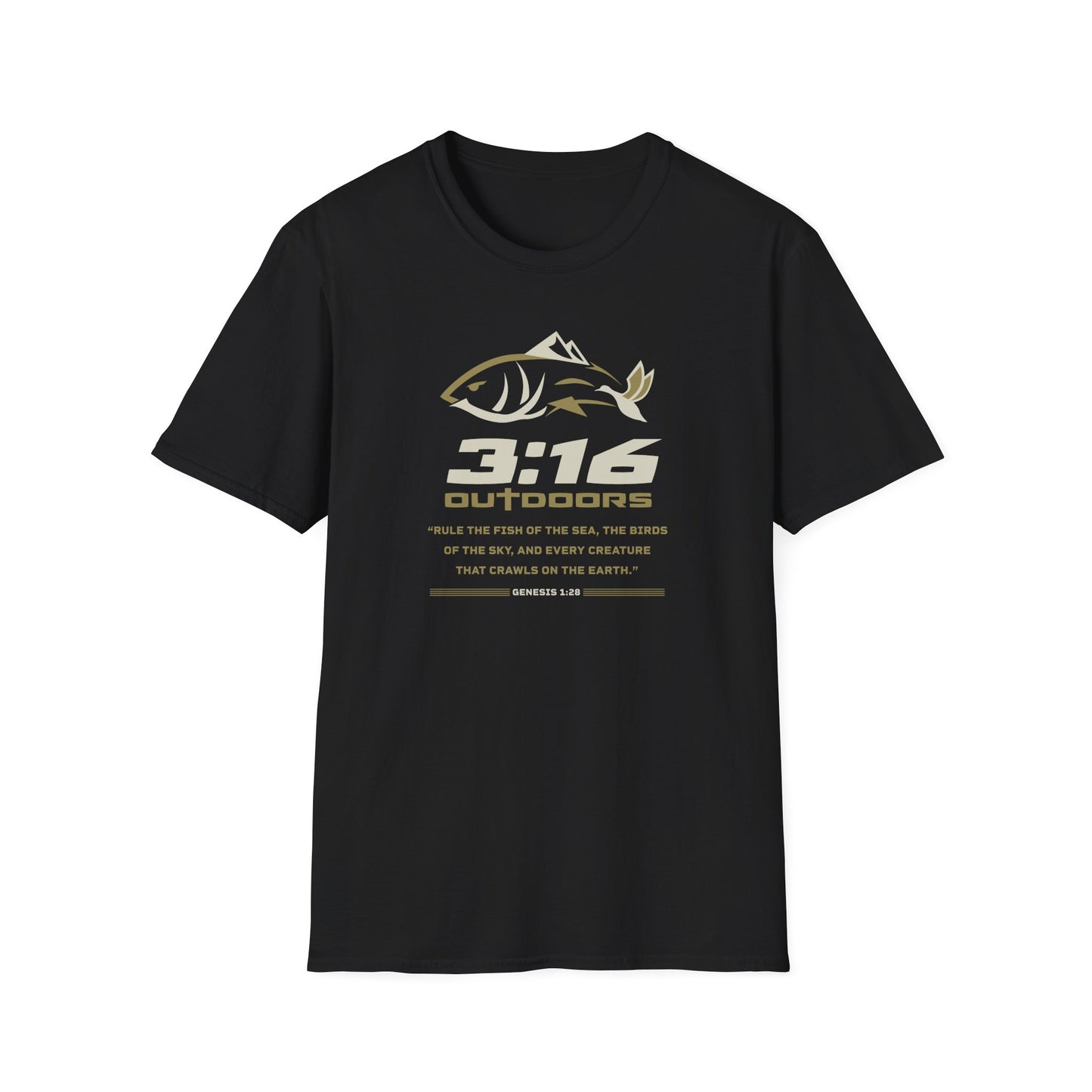 Unisex Softstyle Outdoor Tee - 3:16 Fishing T-Shirt, Casual Wear, Gift for Fishermen, Nature Lovers, Outdoor Enthusiasts