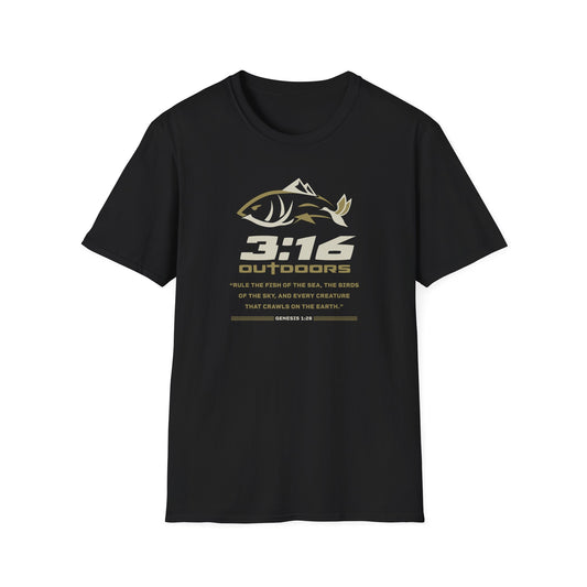 Unisex Softstyle Outdoor Tee - 3:16 Fishing T-Shirt, Casual Wear, Gift for Fishermen, Nature Lovers, Outdoor Enthusiasts